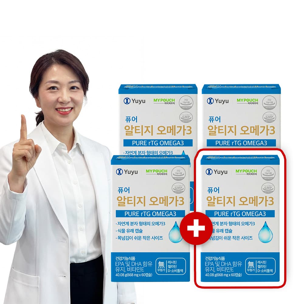 유유제약 NORP 퓨어 알티지 오메가3 카제로템 60캡슐, 4개