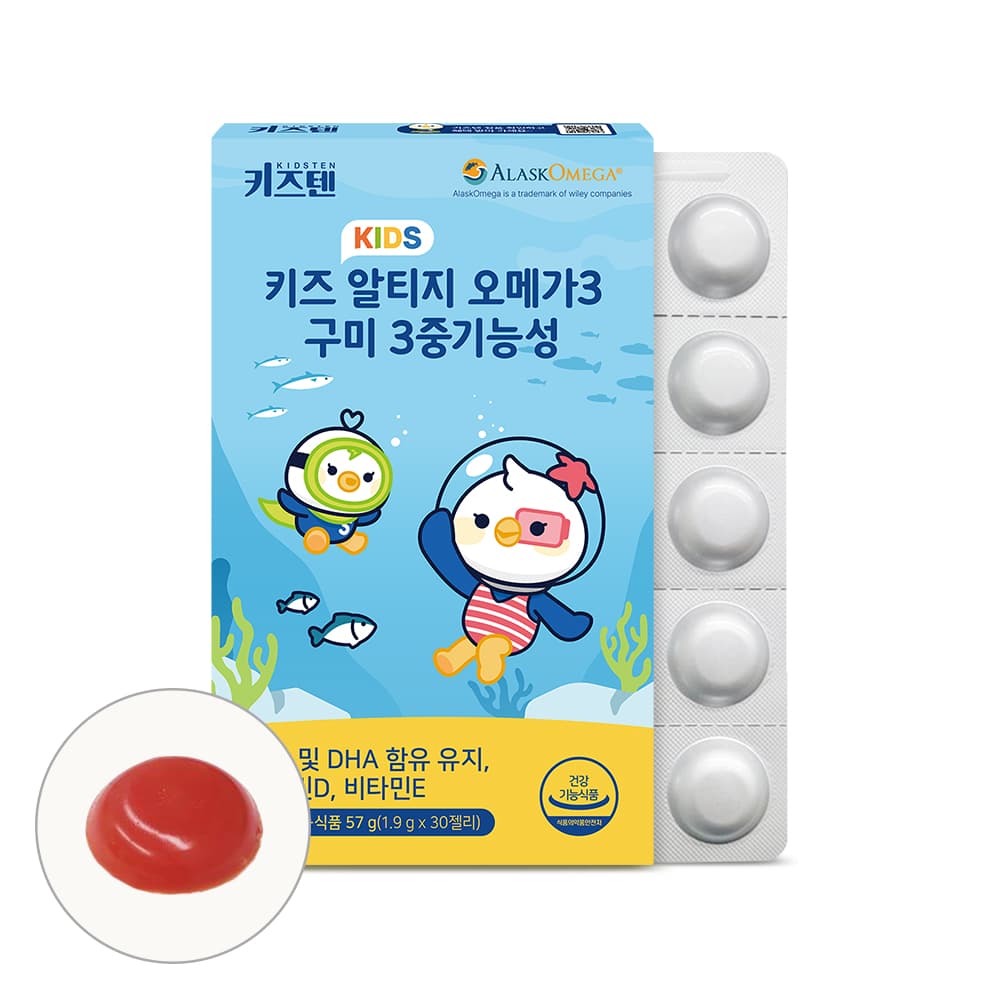 키즈텐 알티지 오메가3 알래스카 순도80% 키즈 초등학생 비타민D 젤리 30구미, 1개