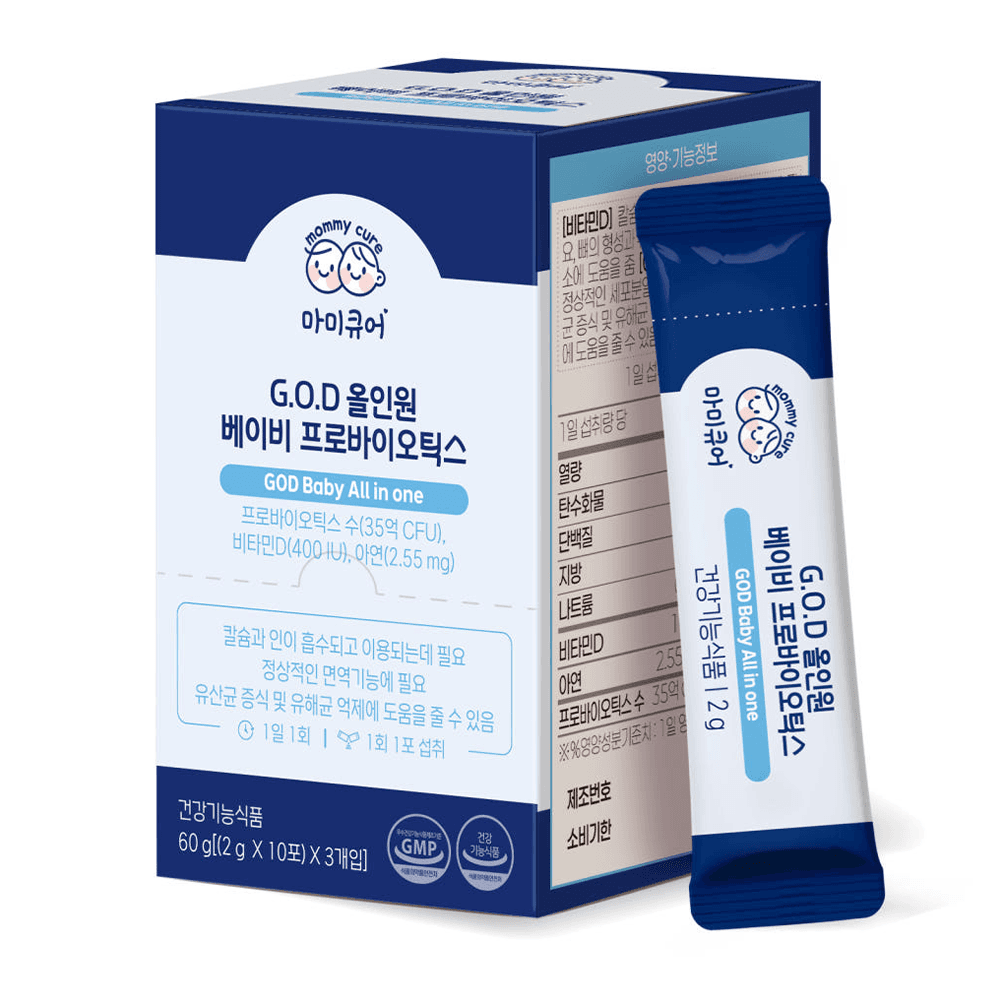 마미큐어 GOD올인원 아기유산균 비타민D아연 함유 베이비 돌 유아 아이