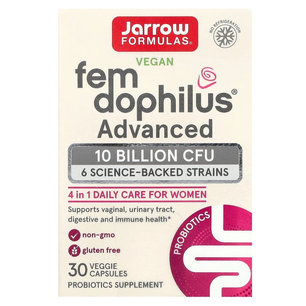 (아이허브) 자로우포뮬러스 비건 Fem Dophilus 어드밴스드 100억CFU(250mg) 베지 캡슐 30정