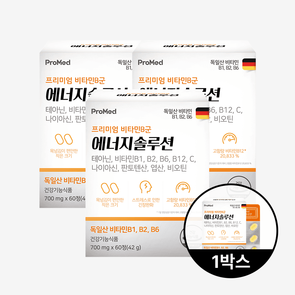 프리미엄 비타민B군 테아닌 프로메드 에너지솔루션 비타민B 60정, 4개