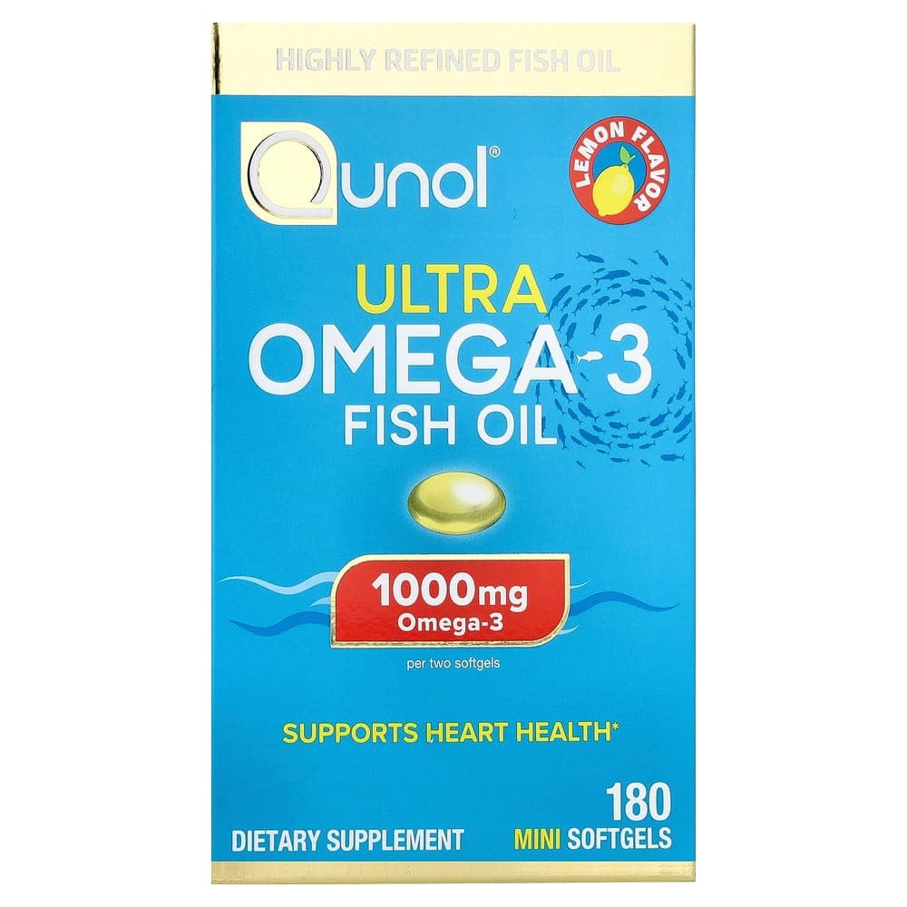 (아이허브) 퀴놀 울트라 오메가3 피쉬 오일 레몬 맛 1000mg 소프트젤 180정