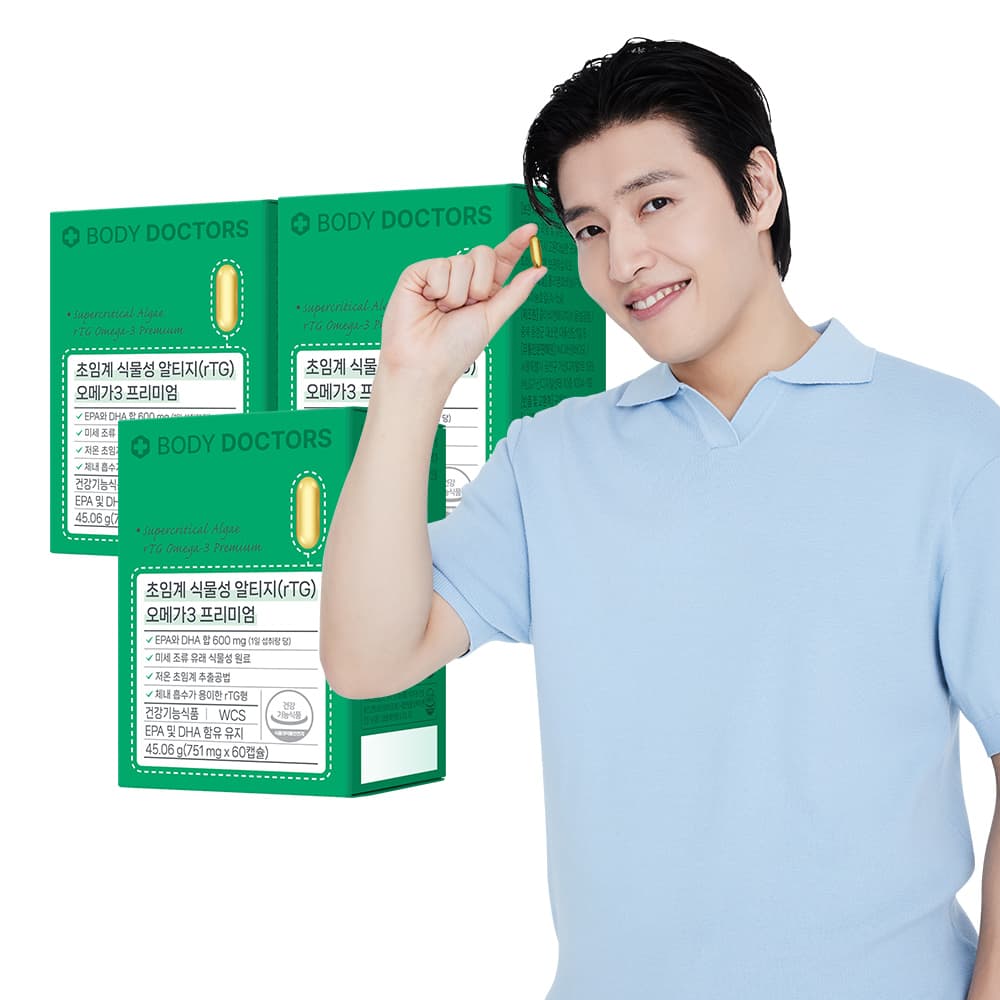 [6개월] 바디닥터스 초임계 식물성 알티지(rTG) 오메가3 프리미엄 60캡슐, 3개