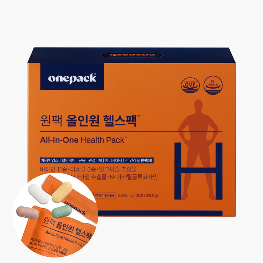 원팩 올인원헬스팩 멀티비타민 종합비타민 체지방감소 혈당 관절 30포, 1개