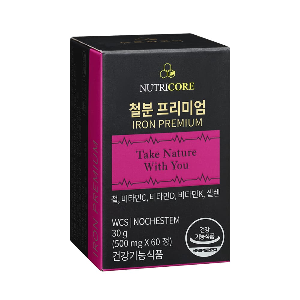 [2개월] 뉴트리코어 WCS 철분 프리미엄 남성 여성 철분 노케스템 60정, 1개